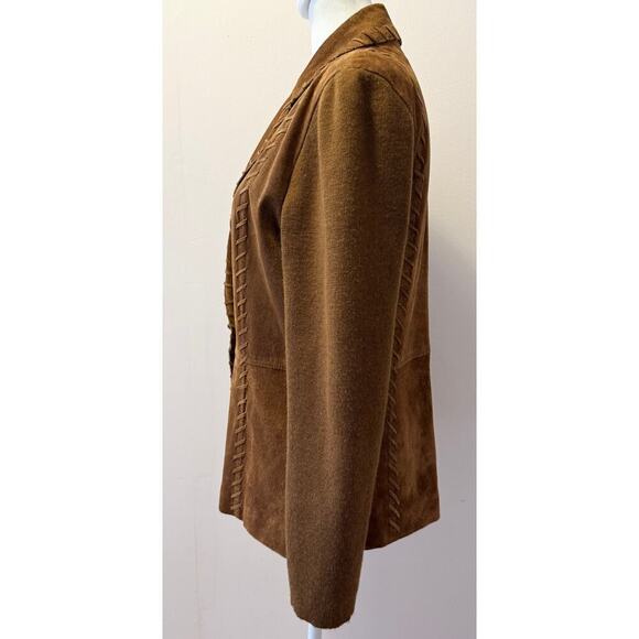 NWOT Ali Miles 100% Leather Suede Jacket Sweater Sleeves Size S - Picture 3 of 7